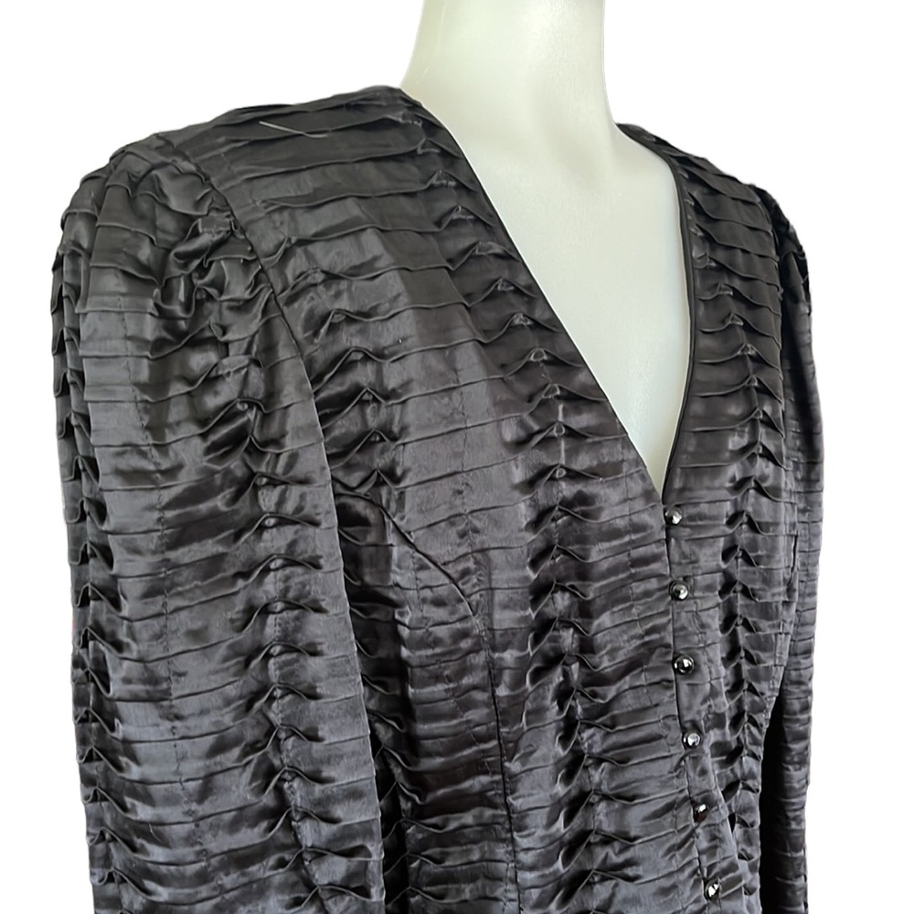 JUDY HORNBY COUTURE 80s Pleated Black Jacket~Vintage Sz 10~Neiman Marcus